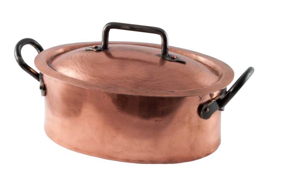 Copper Dutch Oven Oval Roaster Smooth With Lid